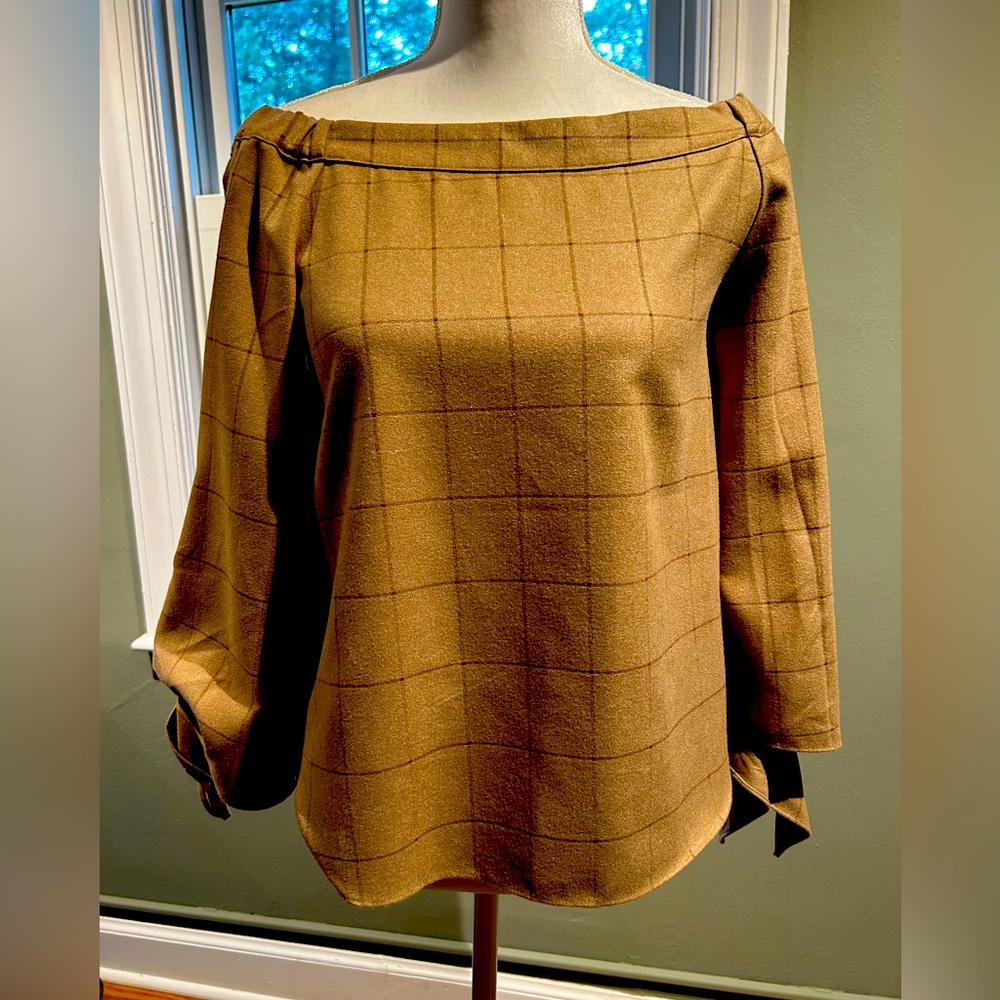 Off the shoulder wool top.